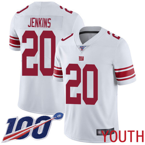 Youth New York Giants #20 Janoris Jenkins White Vapor Untouchable Limited Player 100th Season Football NFL Jersey->youth nfl jersey->Youth Jersey